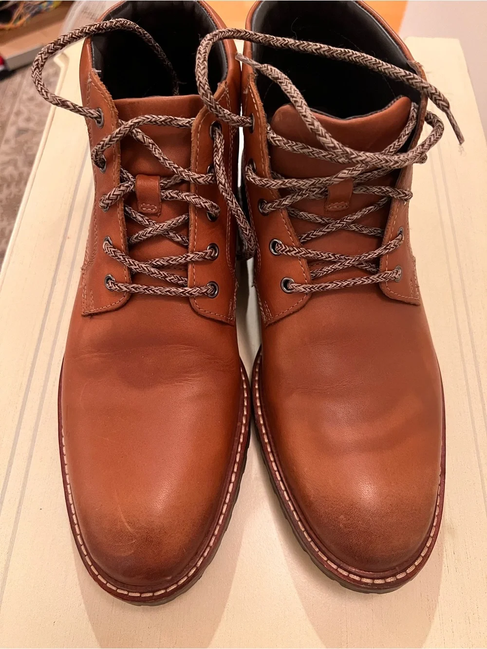 Johnston & Murphy Men's Cognac Leather Ankle Boots